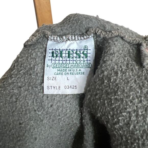 Vintage Guess Jeans USA Green 100% Cotton Size Large By Georges Marciano Hoodie - Picture 8 of 10